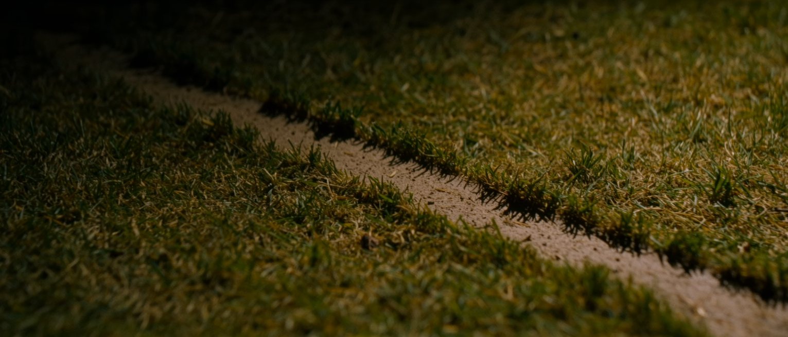 a path worn diagonally across grass where everyone has cut the corner