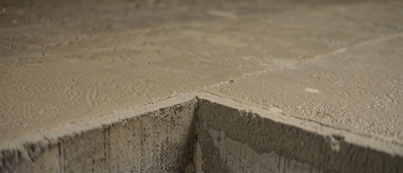 a poured footing with the formwork struck away, the surface true
