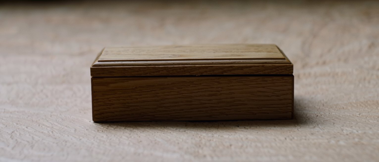 a paulownia wood storage box with its close-fitting lid down, the joint almost invisible