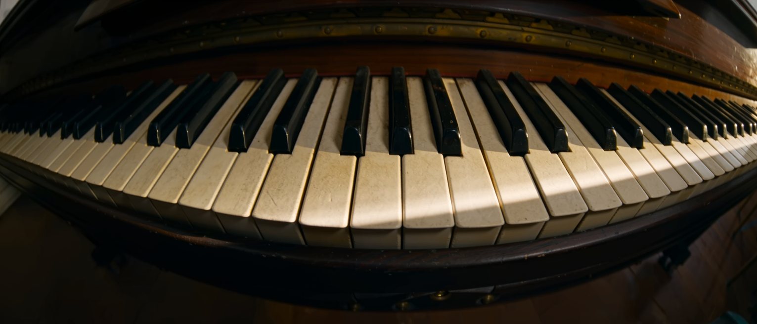 a single ivory piano key lifted out of the keyboard and laid on the closed lid