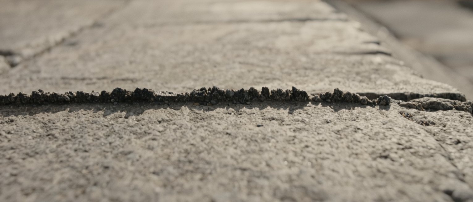 a tidal mark left across a harbour wall, the stone darker below the line